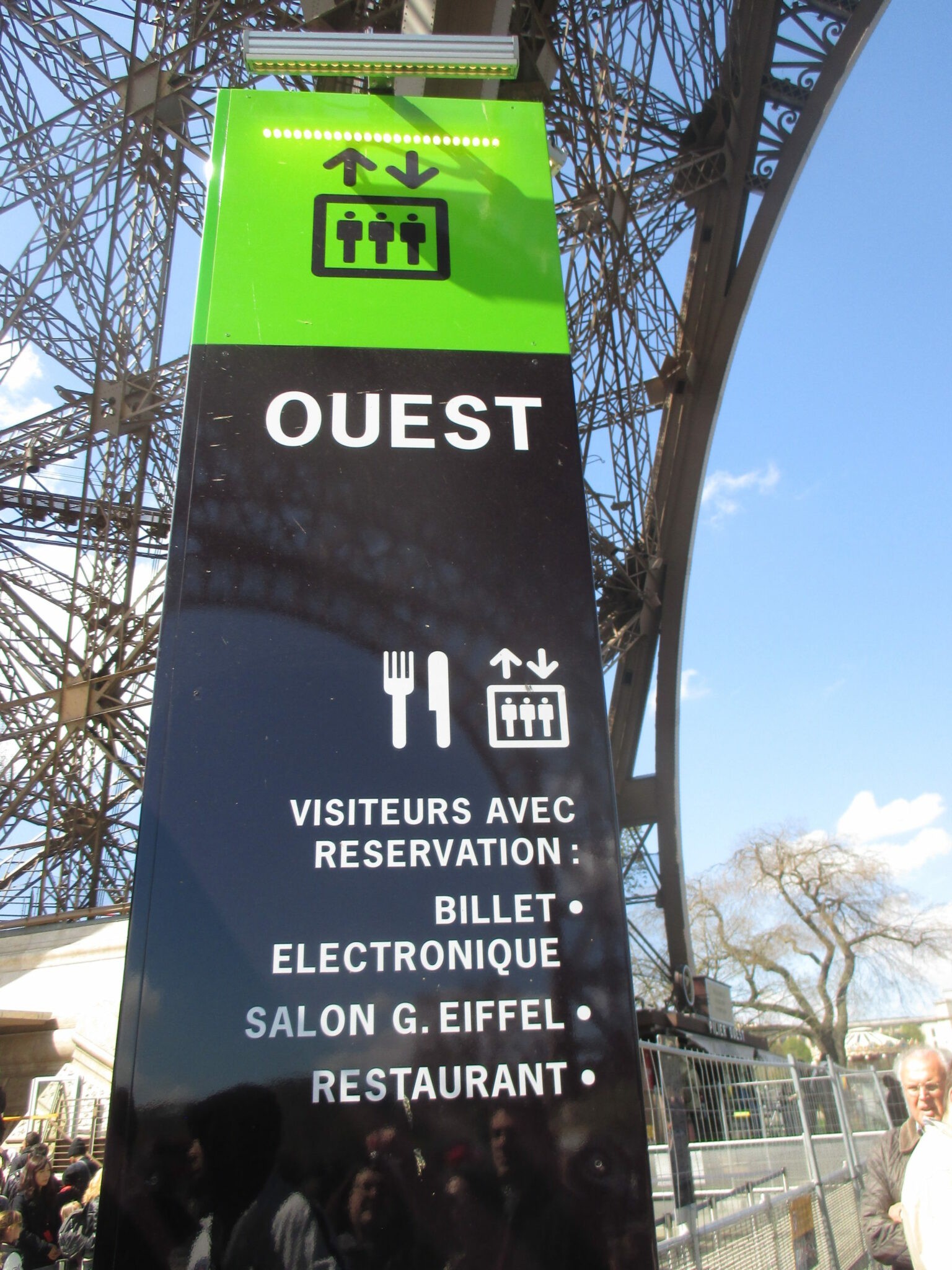 The sign for visitors with reservation and e-tickets -- skip the line here!