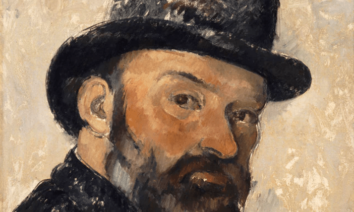 Paul Cezanne detail of "Self-Portrait in a Bowler Hat." 1885-86